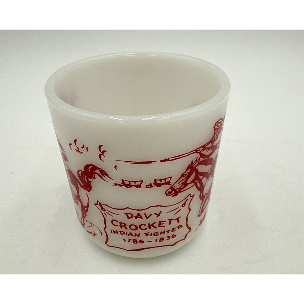 Davy Crockett Red Indian Fighter Mug. Vintage 1950s Hazel Atlas Collectible